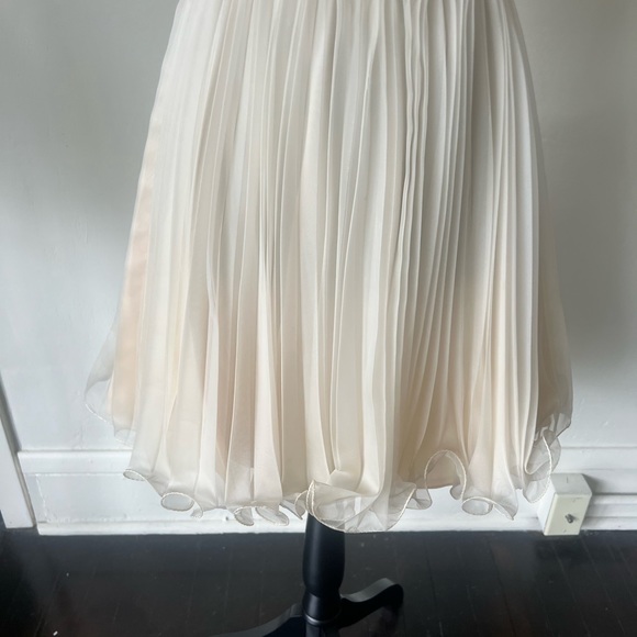 Vintage 1960’s Rhinestone Pleated Brown and Cream Mini Dress - Picture 4 of 10